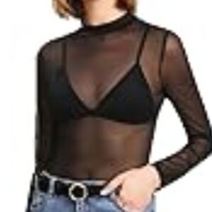 Tricotto Sheer Black Mesh Long Sleeve Top Sz.XS